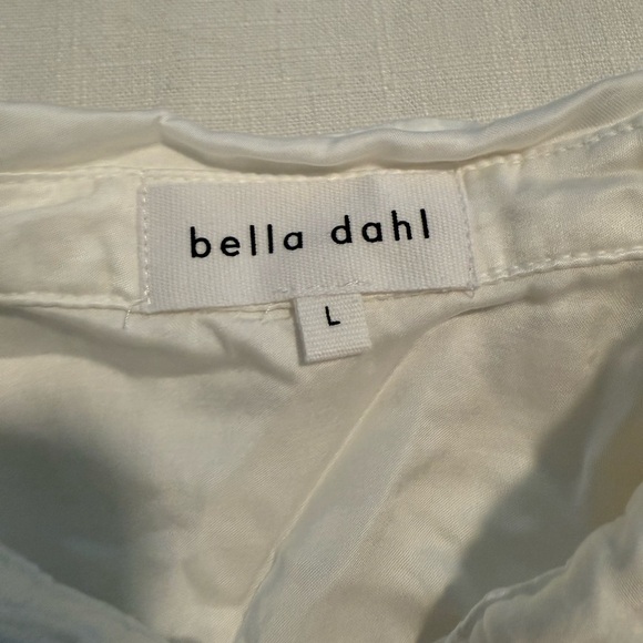 NWT BELLA DAHL satin side slit button down shirt blouse top in white large - Picture 3 of 5